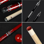 RB High-End - Handle Smooth Tip Cue with Billiard 12.5cm 147cm Leather Handle Red