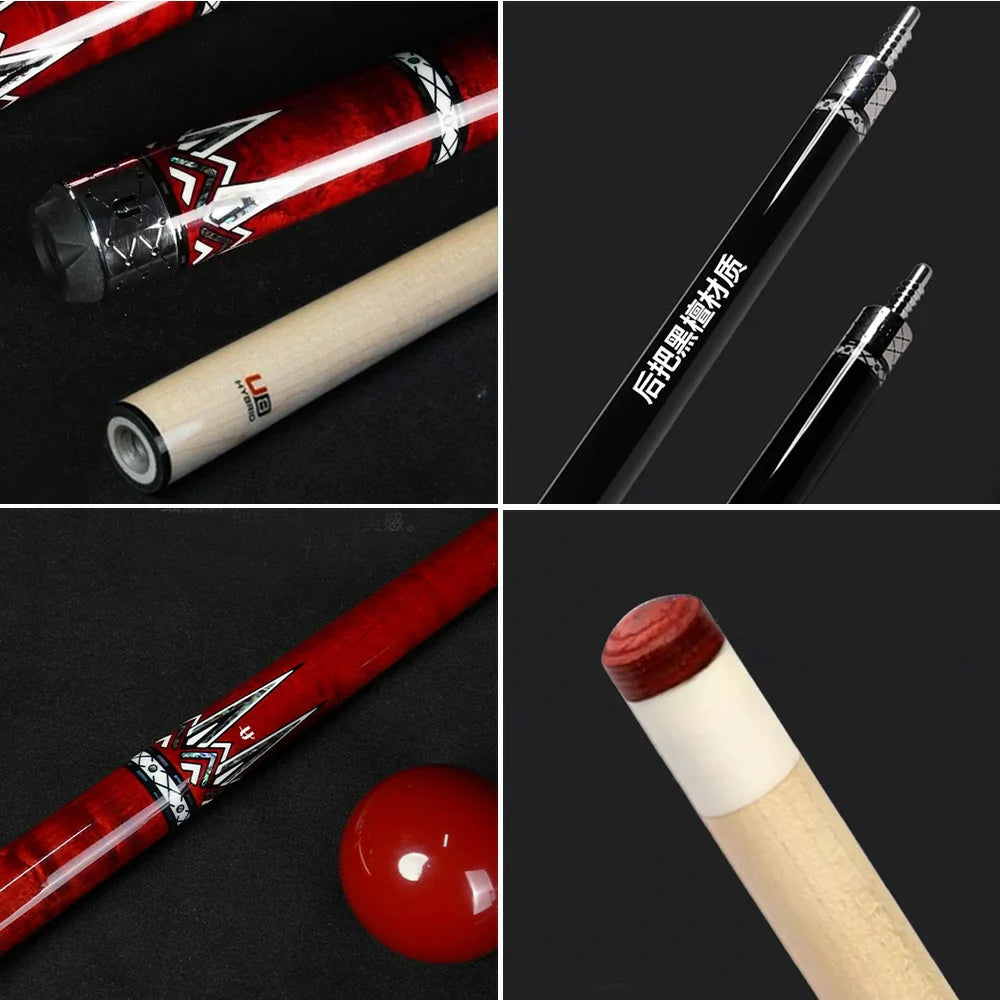 RB High-End - Handle Smooth Tip Cue with Billiard 12.5cm 147cm Leather Handle Red