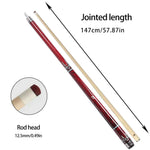 RB High-End - Handle Smooth Tip Cue with Billiard 12.5cm 147cm Leather Handle Red