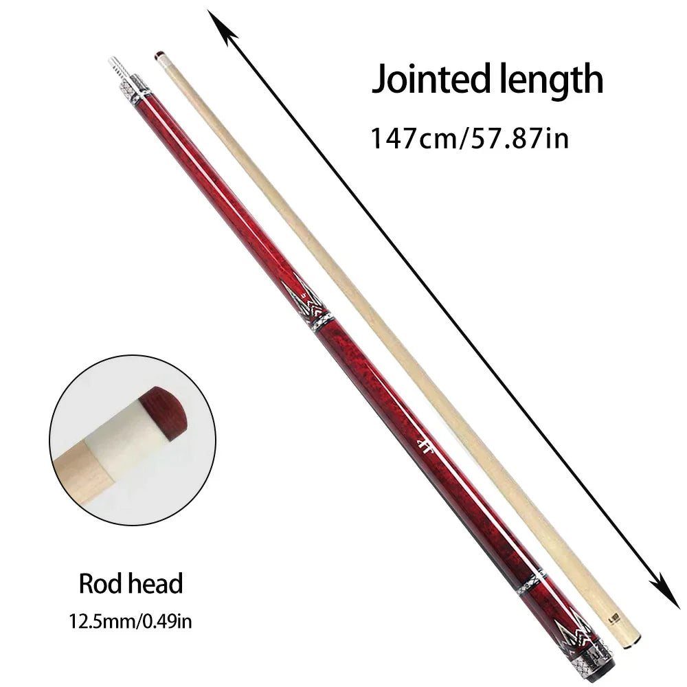 RB High-End - Handle Smooth Tip Cue with Billiard 12.5cm 147cm Leather Handle Red