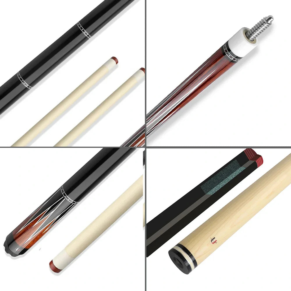 RB Professional Cue Cue Pool Set Case,Smooth Includes - 147cm Handle 4-Hole Billiard Cue - Black&Red