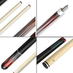 RB Professional Pool 4-Hole Case,Leather Cue - Includes Handle Cue Cue Billiard Set - 147cm Black&Red