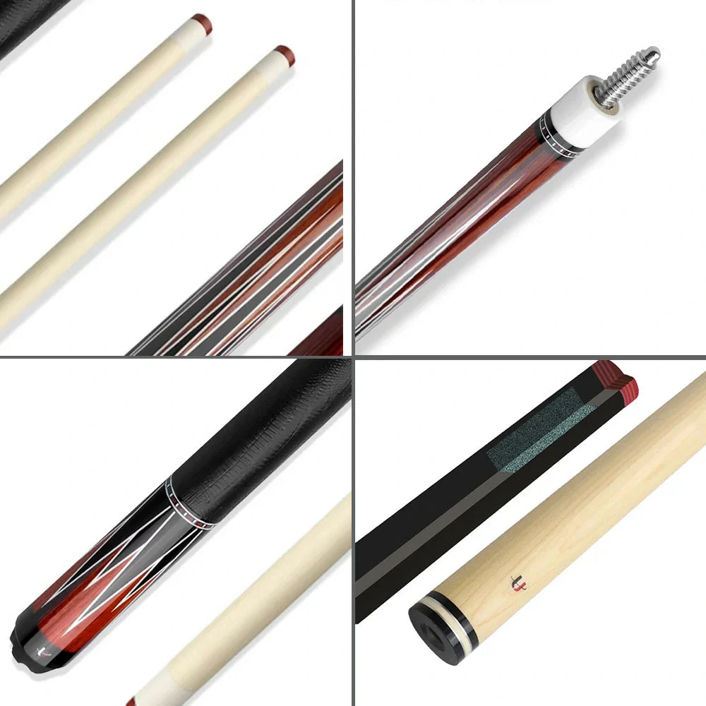 RB Professional Pool 4-Hole Case,Leather Cue - Includes Handle Cue Cue Billiard Set - 147cm Black&Red