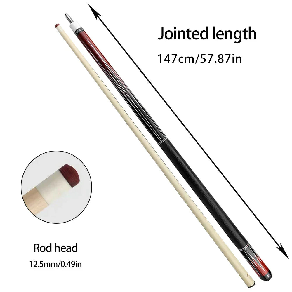 RB Professional Pool 4-Hole Case,Leather Cue - Includes Handle Cue Cue Billiard Set - 147cm Black&Red