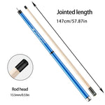 RB Professional Tip Leather Pool with 13.5mm Set Handle - Cue Maple Billiard - Cue 147cm 2-Piece Blue