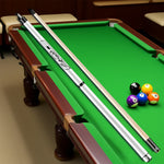 RB Professional 147cm Pool Cue Handle Set - Tip 13.5mm Maple 2-Piece - Billiard with Leather Cue White