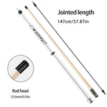 RB Professional 147cm Pool Cue Handle Set - Tip 13.5mm Maple 2-Piece - Billiard with Leather Cue White