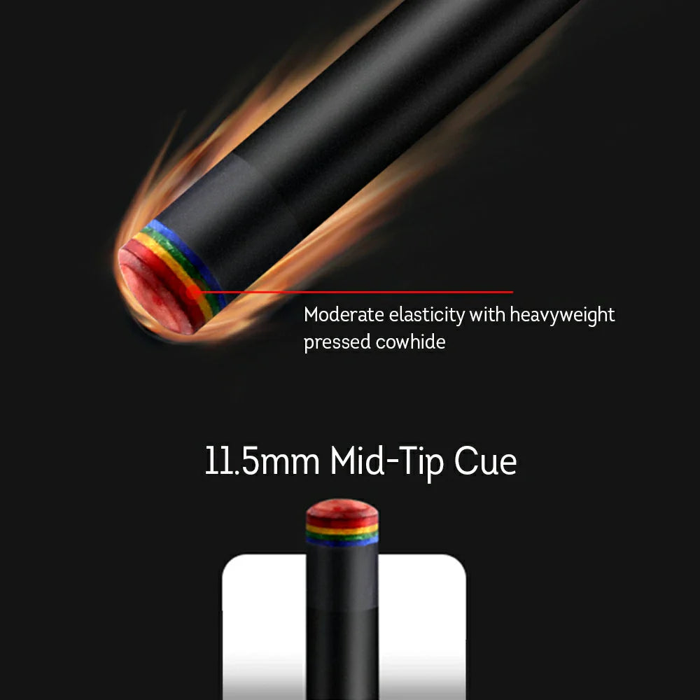 RB Professional Case 147cm Tip, - Leather with 11.5/13mm Black Tech-Enhanced Billiard Cue Cue Grip Black