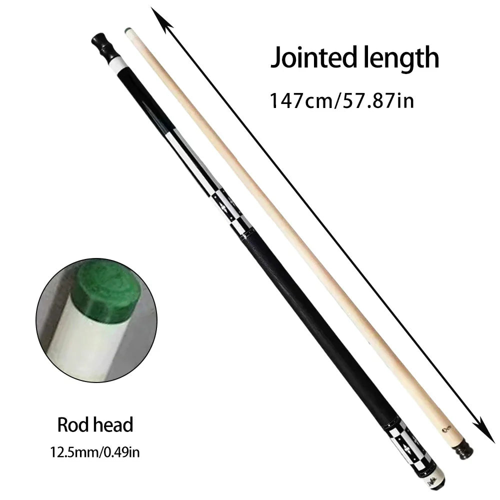 RB 147cm Accessories Maple Professional Billiards Tip Stick 12.5cm Cue Pool with white Cue Black Billiard High-End and grid