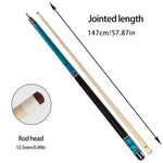 RB High-End Leather with 147cm Tip Handle 12.5cm - Cue Handle Smooth Billiard Blue