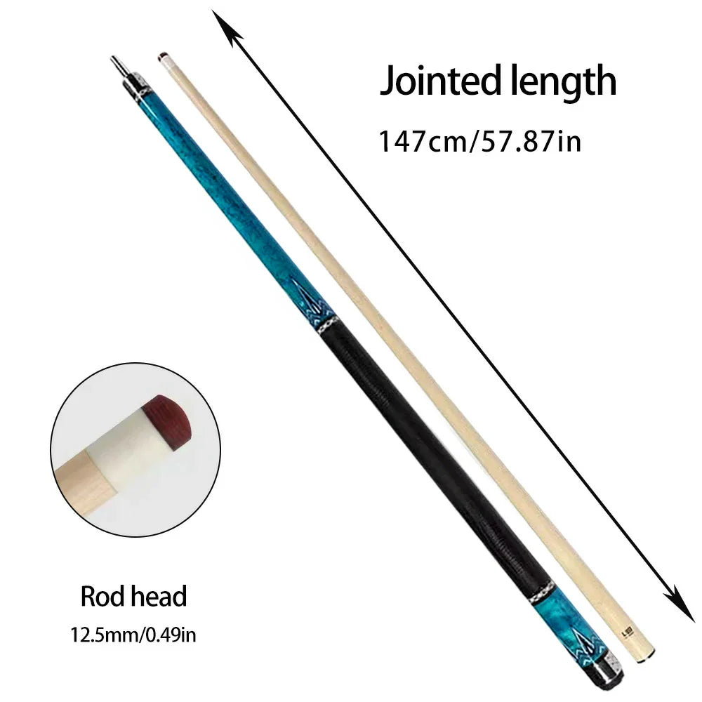 RB High-End Leather with 147cm Tip Handle 12.5cm - Cue Handle Smooth Billiard Blue