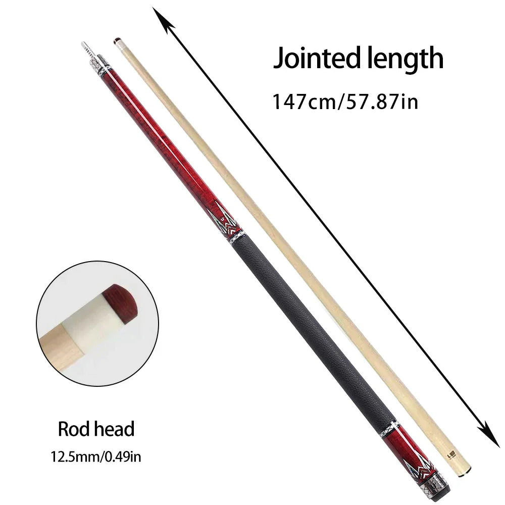 RB High-End - Handle Smooth Tip Cue with Billiard 12.5cm 147cm Leather Handle Red