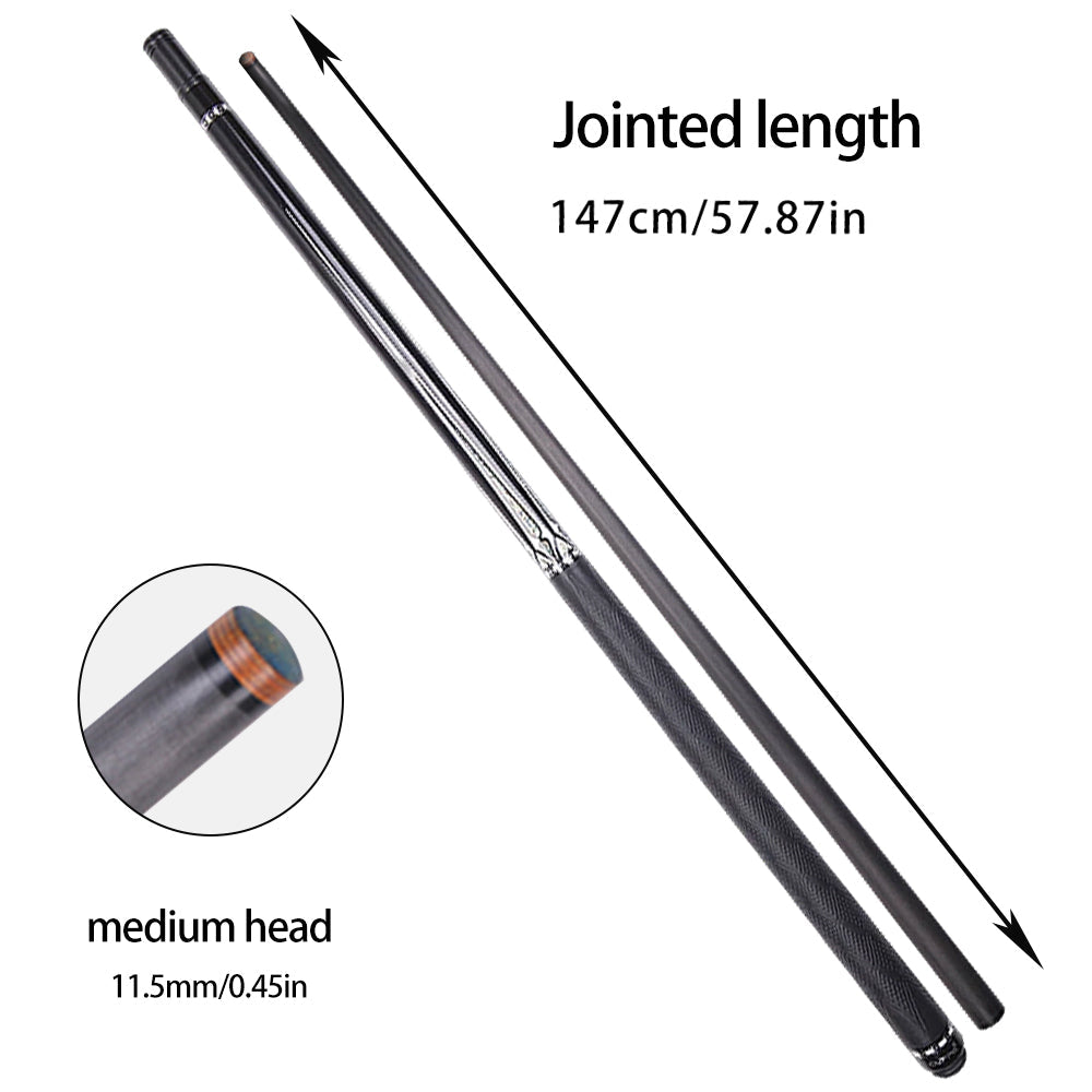 CUPPA 2-Piece Case Cue Length Black Billiard with Billiard 147cm Cue Accessories