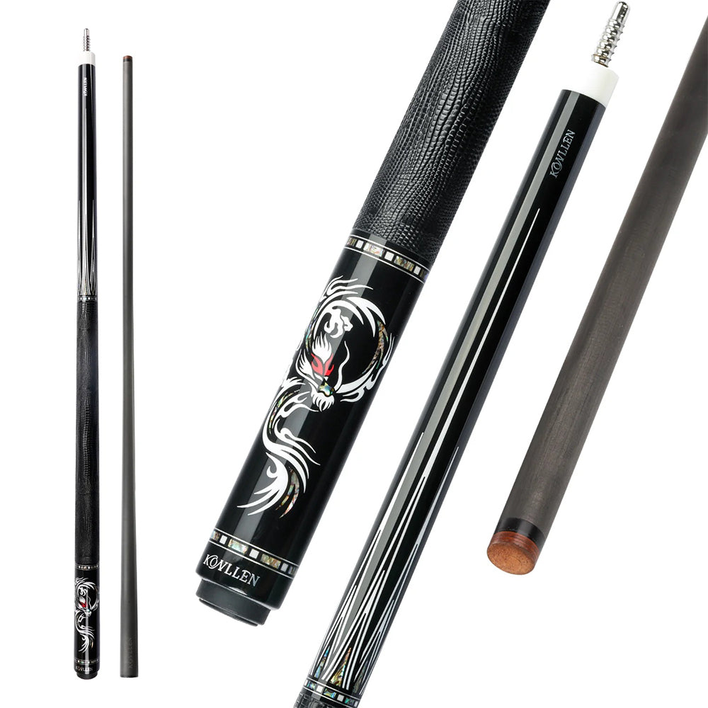 KONLLEN Ebony Wood 147CM Cue 18.5-20OZ AING-1F Pool Premier 2-Piece - Professional Cue Billiard Black
