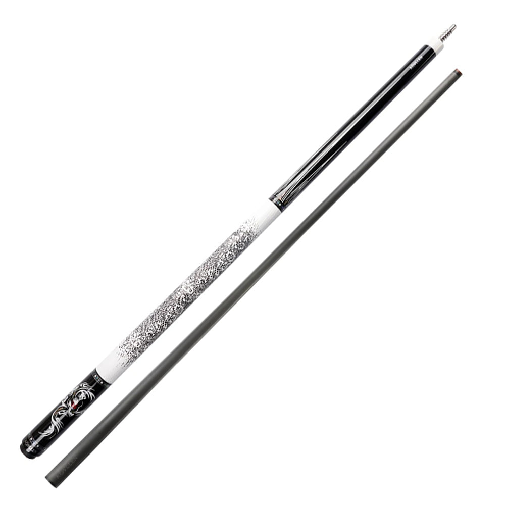 KONLLEN Cue Pool Wood Billiard 18.5-20OZ Premier 2-Piece Cue Ebony - AING-1WF 147CM Professional White&Black