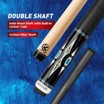 KONLLEN Ebony Professional Wood 18.5-20OZ Cue - AK75-002 Premier 2-Piece Billiard 147CM Pool Cue White&Black