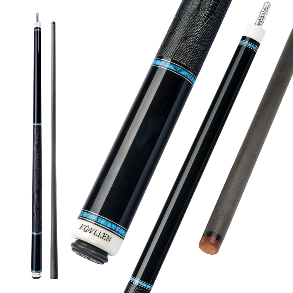 KONLLEN AK75-12BF Premier Cue Pool 147CM Wood - Cue 2-Piece Billiard Maple 18.5-20OZ Professional Blue&Black