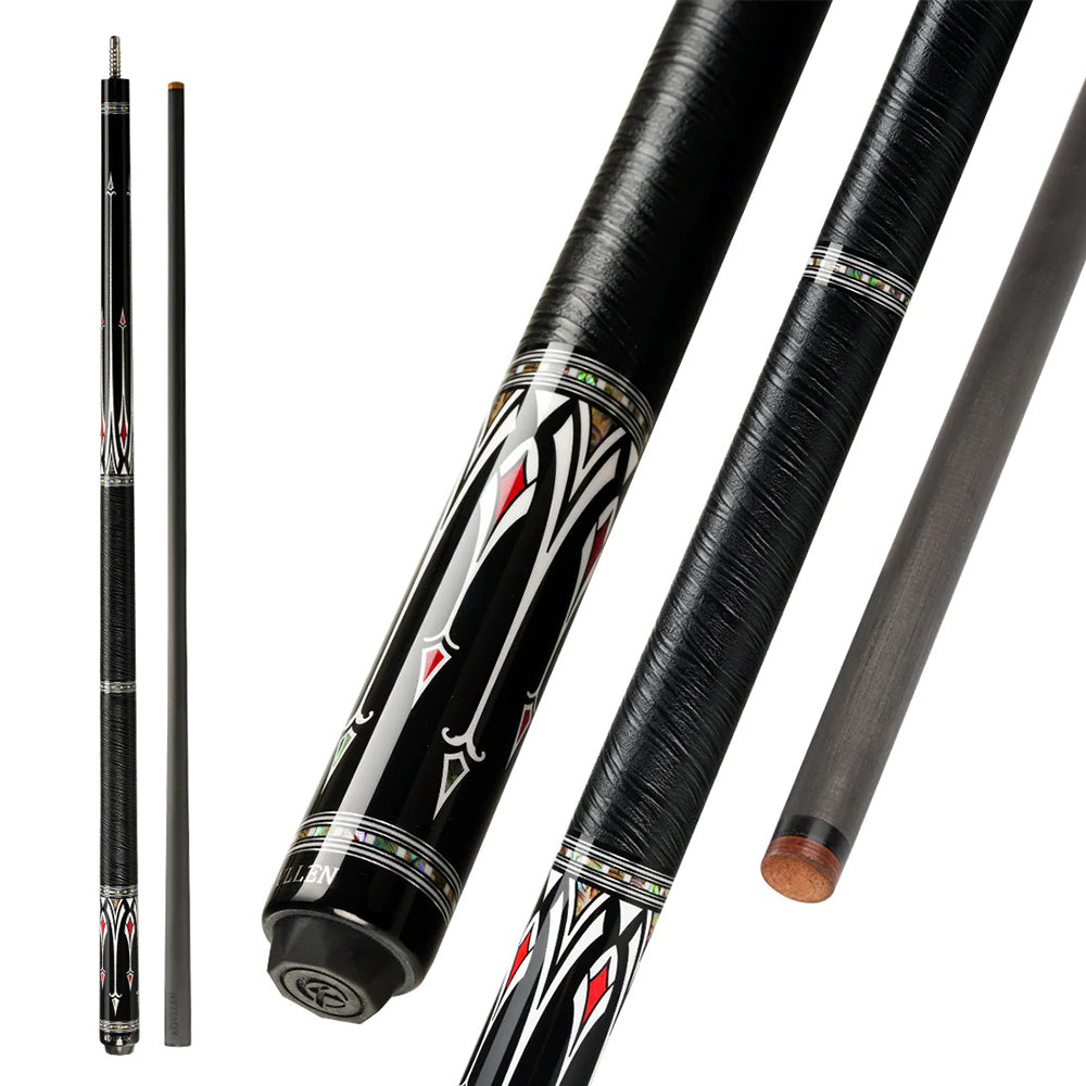 KONLLEN Premier 18.5-20OZ Wood Cue Cue Maple Professional Billiard 147CM 2-Piece AS-2F - Pool Red&Black