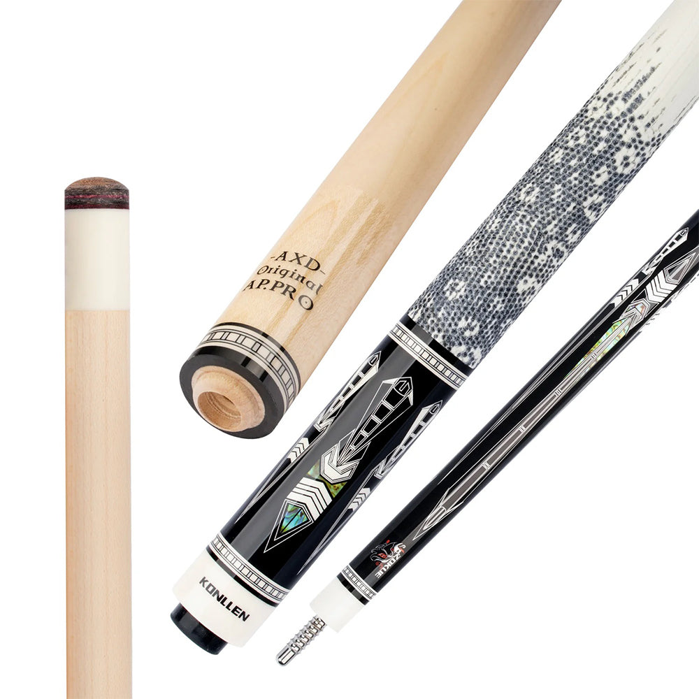 KONLLEN 18.5-20OZ Cue 2-Piece Professional Billiard 147CM Cue Pool Premier - Maple Dragon-3 Wood White&Black