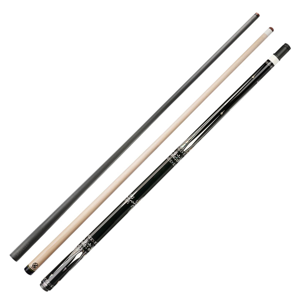 KONLLEN Ebony Wood Professional Pool Cue Billiard 18.5-20OZ KL-01BR 147CM Cue - 2-Piece Premier Black