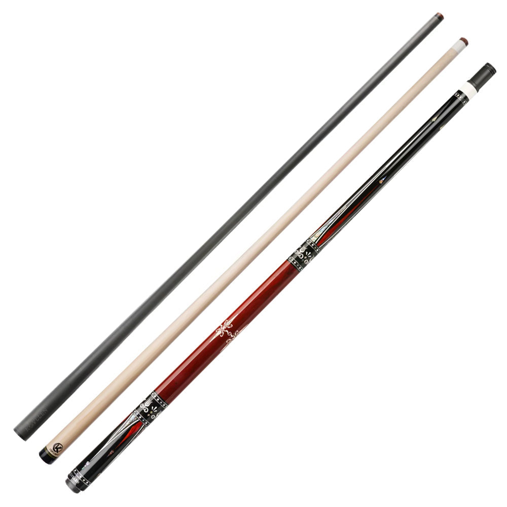 KONLLEN Billiard KL-01FR Pool 18.5-20OZ Cue Cue Professional 2-Piece Ebony Premier Wood - 147CM Red&Black