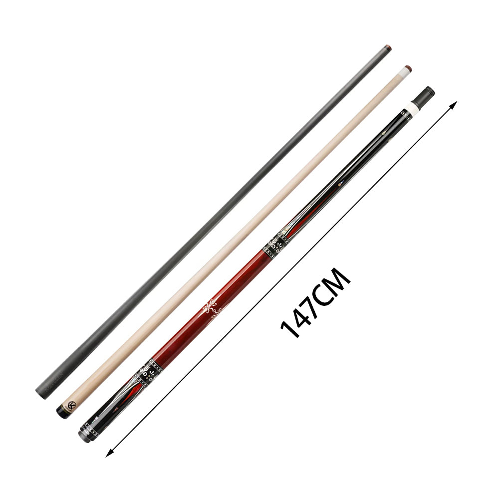 KONLLEN Billiard KL-01FR Pool 18.5-20OZ Cue Cue Professional 2-Piece Ebony Premier Wood - 147CM Red&Black