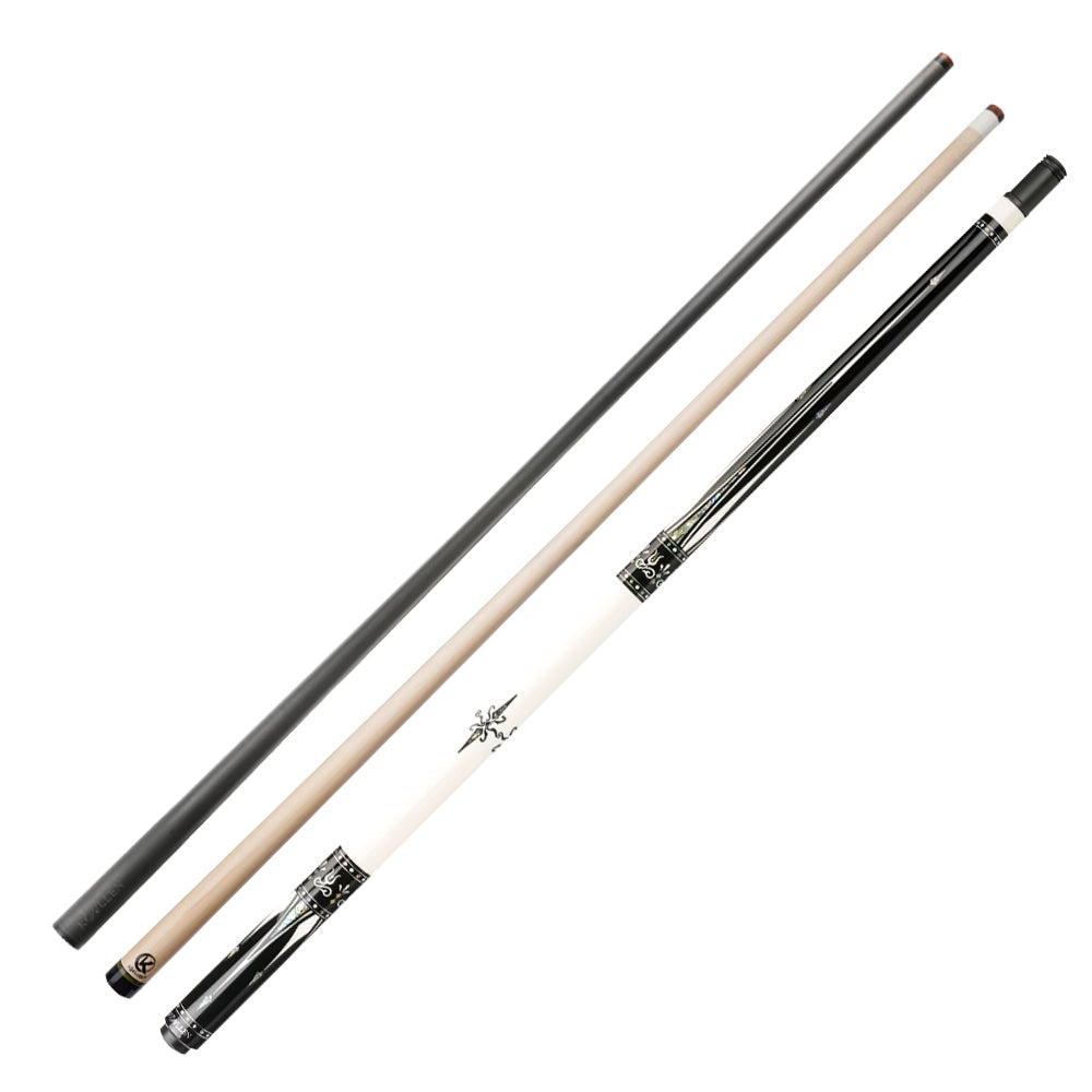 KONLLEN 2-Piece Premier Ebony Professional - 147CM Cue KL-01WR Pool 18.5-20OZ Wood Billiard Cue White&Black