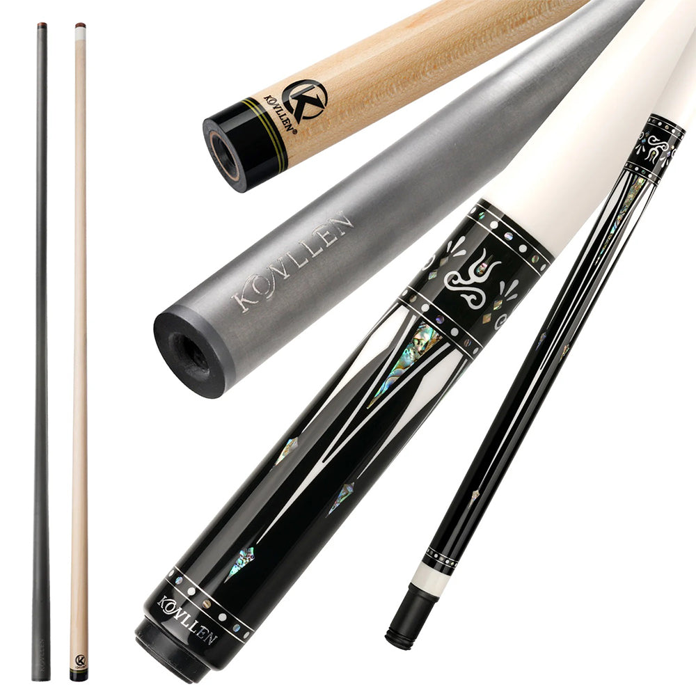 KONLLEN 2-Piece Premier Ebony Professional - 147CM Cue KL-01WR Pool 18.5-20OZ Wood Billiard Cue White&Black