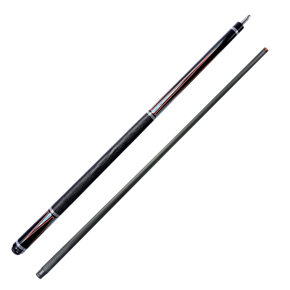 KONLLEN 2-Piece Cue - Professional Premier 18.5-20OZ Wood Maple KL-08 Pool Billiard Cue 147CM Red&Blue&Black