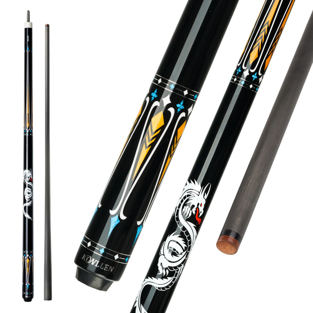KONLLEN Maple 18.5-20OZ Premier Wood Billiard Pool Cue Cue - 2-Piece Professional 147CM KL-10YF Yellow&Black