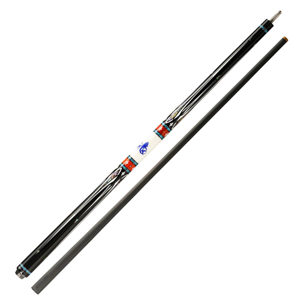 KONLLEN Billiard Pool Premier KL-A1 Maple Professional 147CM - Wood Cue 18.5-20OZ 2-Piece Cue Blue&White&Red