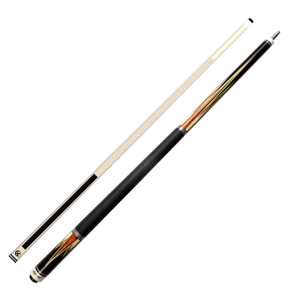 KONLLEN Professional Wood NTZ-C2 Premier - 147CM Cue Billiard 2-Piece Maple Cue Pool 18.5-20OZ Yellow&Red&Black