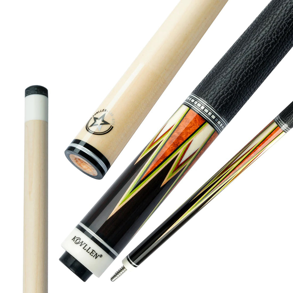 KONLLEN Professional Wood NTZ-C2 Premier - 147CM Cue Billiard 2-Piece Maple Cue Pool 18.5-20OZ Yellow&Red&Black