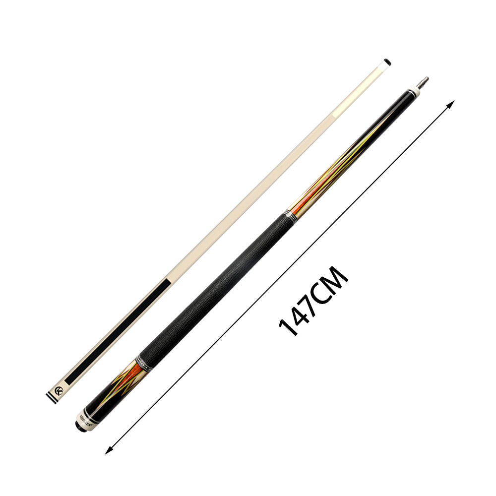 KONLLEN Professional Wood NTZ-C2 Premier - 147CM Cue Billiard 2-Piece Maple Cue Pool 18.5-20OZ Yellow&Red&Black