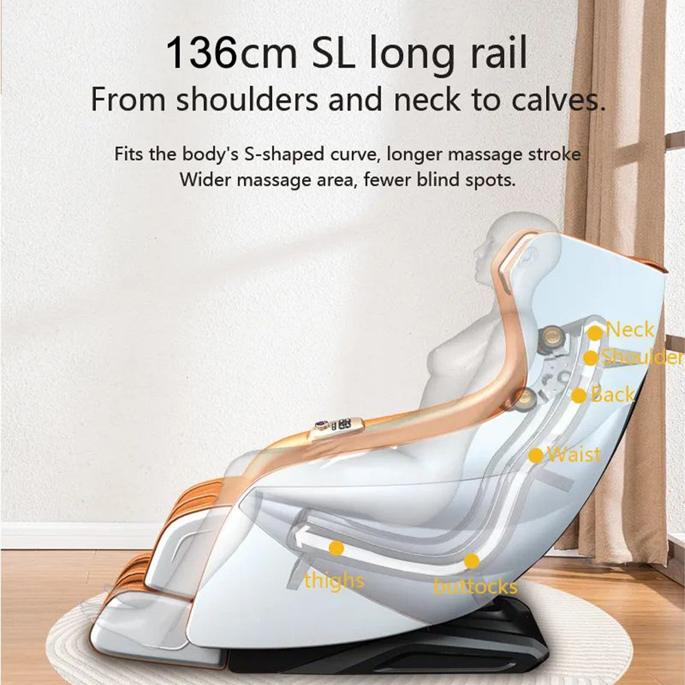 RELAXA X10 Design WarmBack Handrail Massage Function Shell Chair-WhiteOrange/BlueGrey