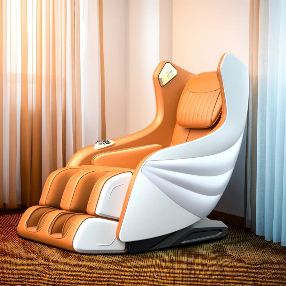 RELAXA X10 Design WarmBack Handrail Massage Function Shell Chair-WhiteOrange/BlueGrey
