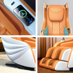 RELAXA X10 Design WarmBack Handrail Massage Function Shell Chair-WhiteOrange/BlueGrey