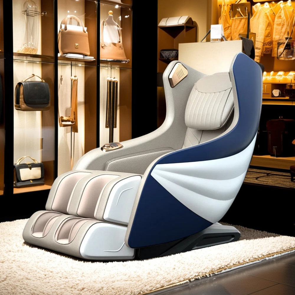 RELAXA X10 Design WarmBack Handrail Massage Function Shell Chair-WhiteOrange/BlueGrey