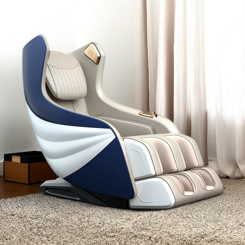 RELAXA X10 Design WarmBack Handrail Massage Function Shell Chair-WhiteOrange/BlueGrey