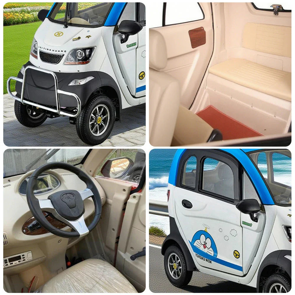 ROLLUX Enclosed Comfort, All-Weather 70-80km Steering 60V1200W Control Urban - Motor, Safe Scooter Mobility with Wheel Range, Travel