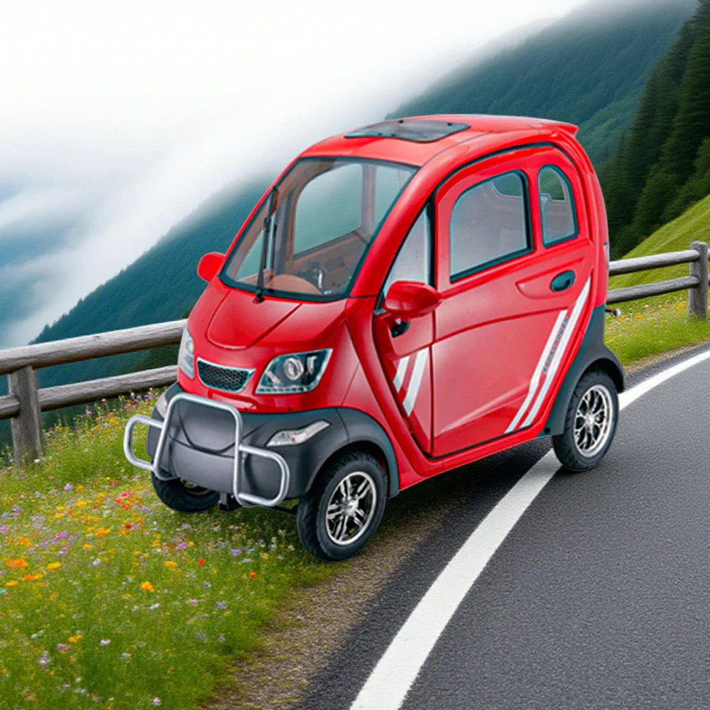 ROLLUX Enclosed with 70-80km Electric - Long Wheel Swivel Conditioning 60V1200W Motor, Steering Range, Air Mobility - All-Weather Scooter Seat Comfort