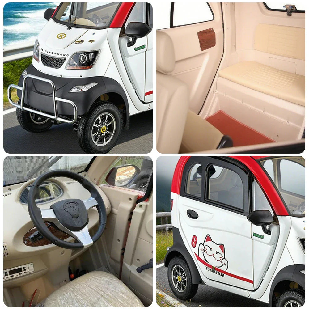 ROLLUX Enclosed Comfort, All-Weather 70-80km Steering 60V1200W Control Urban - Motor, Safe Scooter Mobility with Wheel Range, Travel