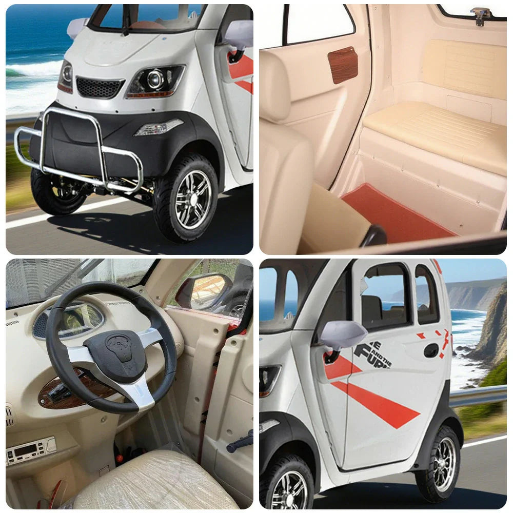 ROLLUX Enclosed with 70-80km Electric - Long Wheel Swivel Conditioning 60V1200W Motor, Steering Range, Air Mobility - All-Weather Scooter Seat Comfort