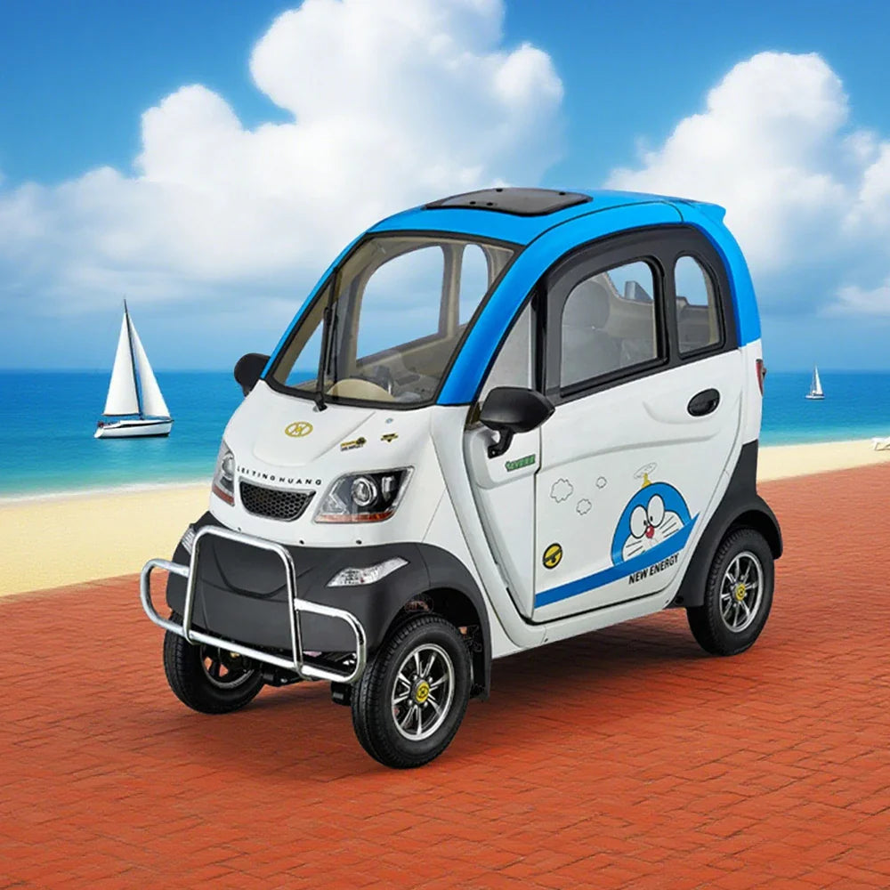 ROLLUX Enclosed 60V1200W Control Conditioning, Long - Air Seat, All-Weather with Scooter 70-80km Mobility Range, Armrest Motor, Swivel Comfort