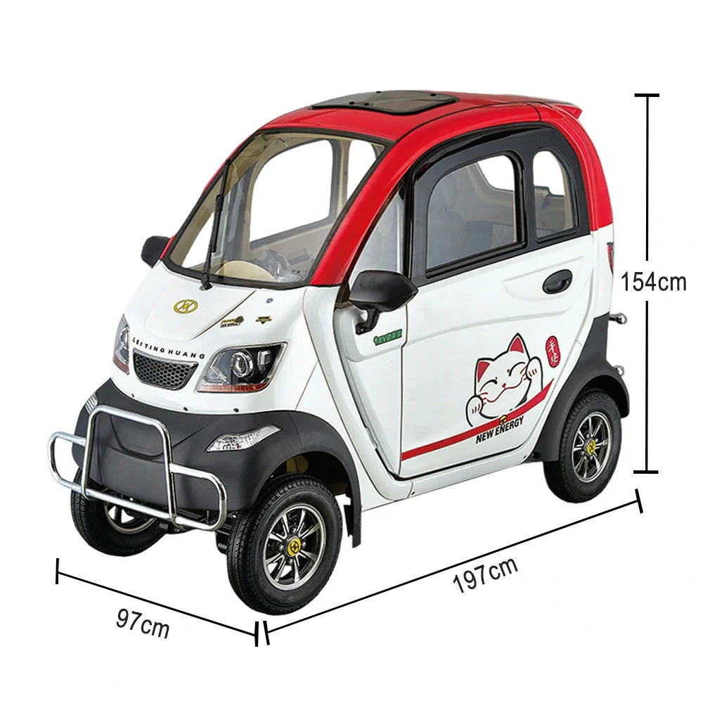 ROLLUX Enclosed 60V1200W Control Conditioning, Long - Air Seat, All-Weather with Scooter 70-80km Mobility Range, Armrest Motor, Swivel Comfort