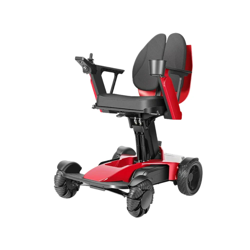 ROLLUX Foldable Battery, Mobility Scooter Easy Compact 13Ah/20Ah - to Portable 4-Wheel Store Lithium - Red