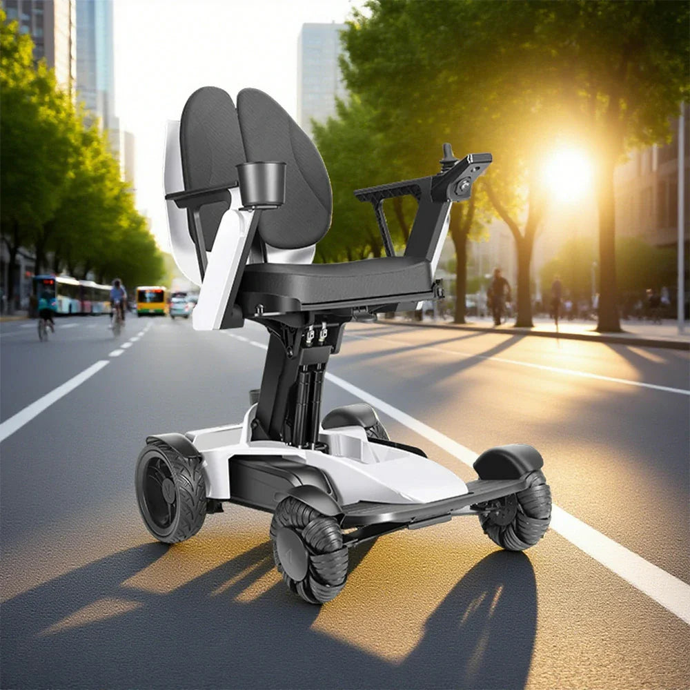 ROLLUX Foldable - Store to Battery, - Mobility Easy 4-Wheel 13Ah/20Ah Lithium Scooter Compact Portable White