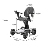 ROLLUX Foldable - Store to Battery, - Mobility Easy 4-Wheel 13Ah/20Ah Lithium Scooter Compact Portable White