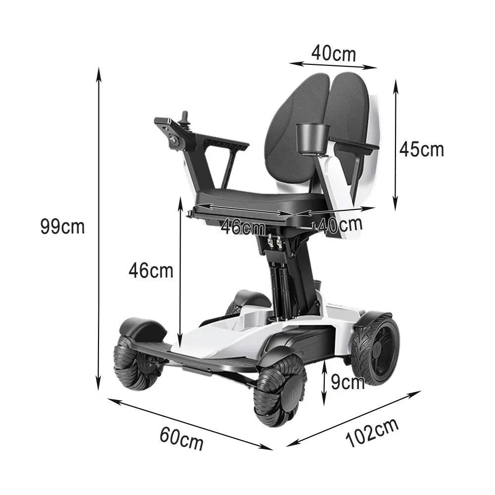 ROLLUX Foldable - Store to Battery, - Mobility Easy 4-Wheel 13Ah/20Ah Lithium Scooter Compact Portable White