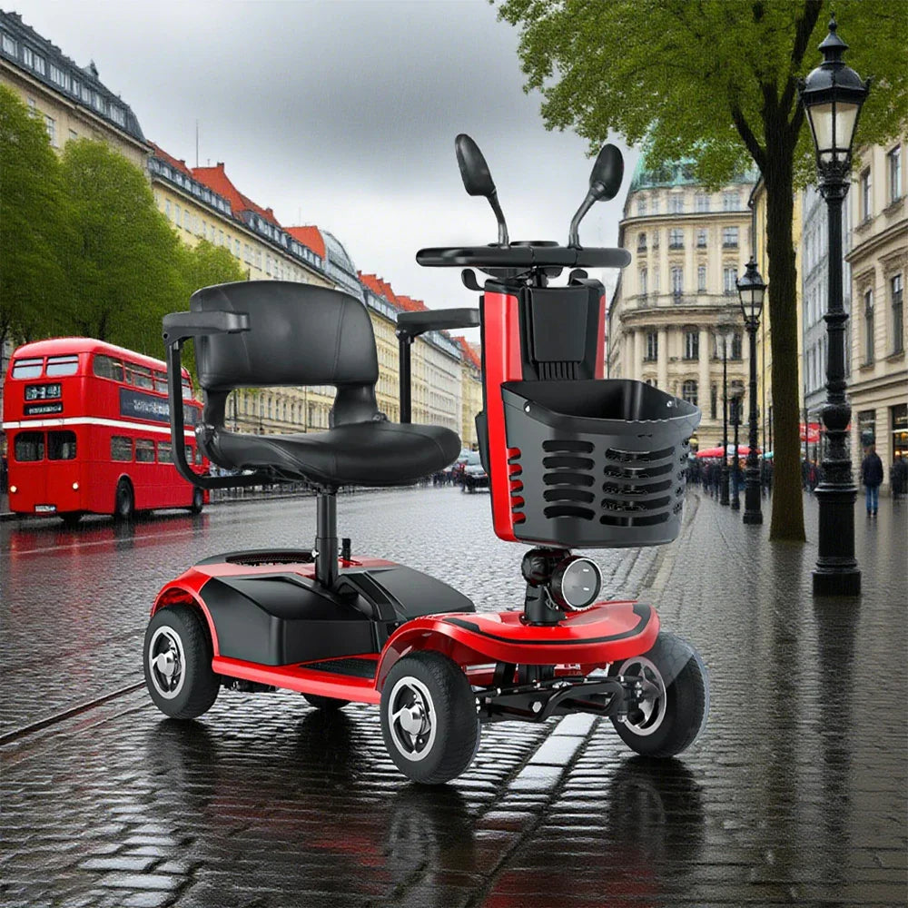 ROLLUX 350W Battery, Compact Lightweight - Scooter - Design Lithium 20Ah 4-Wheel Mobility Red